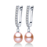 Top Sale natural pearl earrings,fashion925 sterling silver jewelry, Women Dangle Drop Earrings for Wedding/Party : 8-9mm  Metal Stamp: 925,Sterling  Pearl Type: Freshwater Pearls