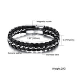 Top Quality Genuine Leather Stainless steel Men Bracelet Wrap Wristband For Men Bracelet Men Jewelry