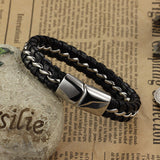 Top Quality Genuine Leather Stainless steel Men Bracelet Wrap Wristband For Men Bracelet Men Jewelry