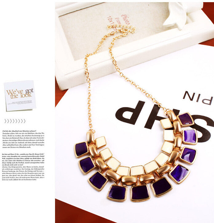 Fashion Necklaces Pendants Link Chain Collar Long Plated Enamel Statement Bling & Fashion Necklace Women Jewelry