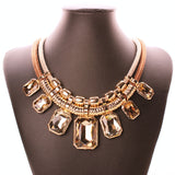 Trendy Necklaces Pendants Link Chain Double Layers Big Crystal Choker Necklace