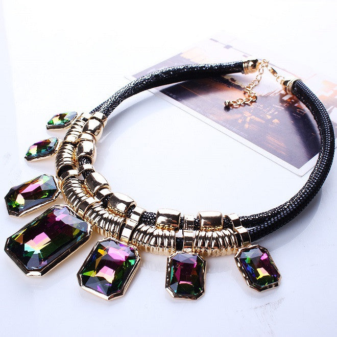 Trendy Necklaces Pendants Rope Collar 18K Gold Plated Crystal Statement Bling & Fashion Necklace Women Jewelry