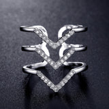 Trendy Two Colors Adjustable Micro CZ Crystal Chevron Pave Rings Gold / White Gold Plated Jewelry for Women Anel