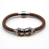 Trendy fashion leather bracelet Punk Gun Black color skull bracelet man leather bracelet