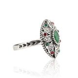 Turkish Jewelry Beautiful Flower Antique Tibetan Silver Rings For Women Fashion Resin Ring Crystal Gifts