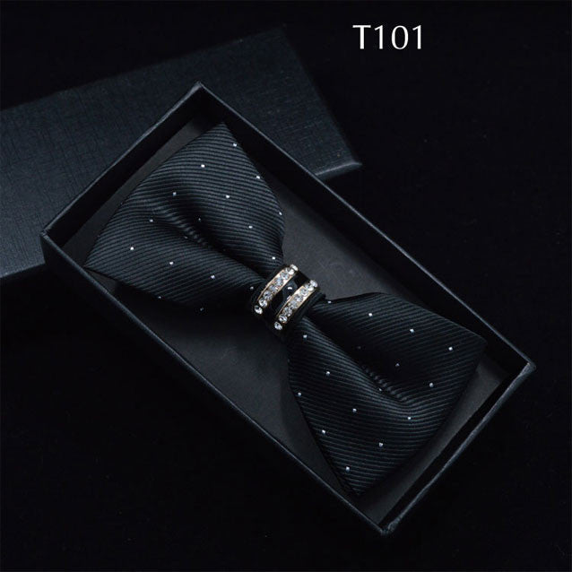 Tuxedo Metal Crystal Wedding Bow Tie Men Women Butterfly Knot Cravat Black Purple Blue Jujube Red Groom Party Banquet Meet Club