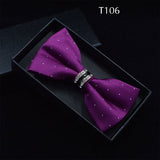 Tuxedo Metal Crystal Wedding Bow Tie Men Women Butterfly Knot Cravat Black Purple Blue Jujube Red Groom Party Banquet Meet Club