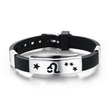 Twelve Constellations Cuff Bracelet Men Jewelry Stainless Steel Genuine Silicone Leather Bracelets & Bangles For Christmas Gift