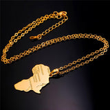 Hiphop Africa Pendant Gold Plated Trendy Women African Map Pendant Necklace Men Jewelry