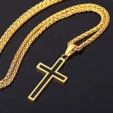 Cross Necklace For Men Jewelry Trendy Gold Plated Stainless Steel Religious Christian Black Cross Pendant & Necklace