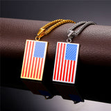 Hot American Flag Pendant Stainless Steel Men Chain Necklace Gold Plated Trendy USA Symbol Necklace Men Jewelry 