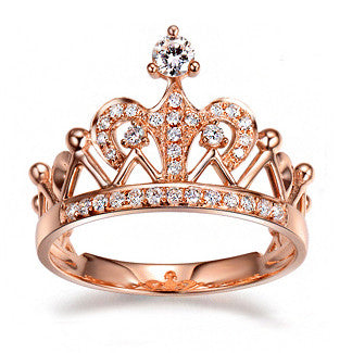 Exquisite Crown Shaped Ring Rose Gold Plated CZ Rings for Women Fashion Plated Aneis De Ouro Zirconia Jewelry