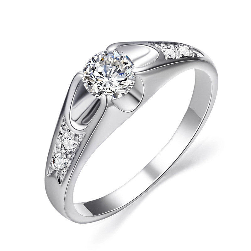 Fashion White Gold Plated Mounting 0.5 ct CZ simulated Diamond Wedding Jewelry Rings