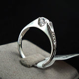 Fashion White Gold Plated Mounting 0.5 ct CZ simulated Diamond Wedding Jewelry Rings 