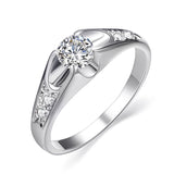 Fashion White Gold Plated Mounting 0.5 ct CZ simulated Diamond Wedding Jewelry Rings 