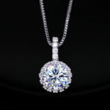Multi Prongs Synthetic simulated Diamond Necklaces Heart and Arrows CZ Pendant Necklace with 8mm 2ct Cubic Zirconia