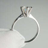 Platinum Plated Classic Simple Design 6 Prong Sparkling Solitaire 1ct simulatedDiamond forever Wedding Ring bijoux