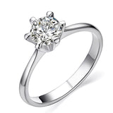 Platinum Plated Classic Simple Design 6 Prong Sparkling Solitaire 1ct simulatedDiamond forever Wedding Ring bijoux 