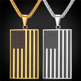 US National Flag Pendant Necklace American Fashion Jewelry Stainless Steel/Gold Plated Patriot Necklace For Men Chain 