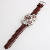 Unique Creative Big Size 5cm Diameter Brand Military Men's Watch with Brown 3 Japan Quartz Movt Dial with Genuine Leather