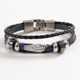 Unisex Fashion Europe retro punk Charm bracelet, Handmade leather bracelets & Bangles with wings Jewelry