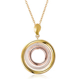 New Multicolored Round Pendant Necklace Women Gold & Silver & Rose Gold Plated Triple Circles Necklaces Trendy Jewelry