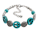 Vintage Tibetan Silver beaded Turquoise Heart Skull Elephant Cross 15 Style U Pick Adjustable Chain Wrap Bracelet Bangle Jewelry