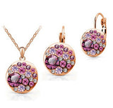 Vintage Set New 18K Gold Plated / Silver Simulated Diamond Korean Multicolor Round African Costume Crystal Jewelry Sets