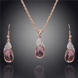 Vogue Women Party Environmental 14k Gold Plated Austrian Crystal Six Colors Necklace/Earring Jewelry sets