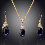 Vogue Women Party Environmental 14k Gold Plated Austrian Crystal Six Colors Necklace/Earring Jewelry sets