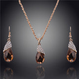 Vogue Women Party Environmental 14k Gold Plated Austrian Crystal Six Colors Necklace/Earring Jewelry sets