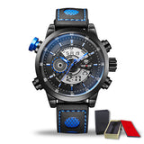 WEIDE Genuine Leather Watches Men Quartz Digital Fashion Military Casual Sports Watch Luxury Brand Relogio Outdoor Wristwatches