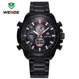 WEIDE Mens Watches Top Brand Luxury Fashion Quartz Analog Digital LCD Display Stainless Steel Multifunction Dive Casual Watch