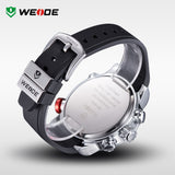 WEIDE Sports Multifunctional Watches Men Original Japan Quartz LCD Digital Movement Dual Time Zones Display High Quality PU Band