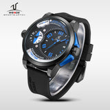 WEIDE Universe Series Mens Sports Wristwatches Quartz Clock Movement Silicone Band 30 Meters Waterproof Dual Time Zone relogios
