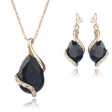 Wedding Bridal Dress Accessories Jewelry Sets For Women Water Drop Crystal Necklace Earrings Set Gold Plated Holiday Party