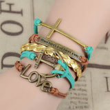 Where There's a Will There's a Way Handmade Infinity Anchor Rudder Charm Bracelet Multilayer Woven Women Men Bracelet