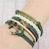 Where There's a Will There's a Way Handmade Infinity Anchor Rudder Charm Bracelet Multilayer Woven Women Men Bracelet