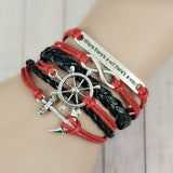 Where There's a Will There's a Way Handmade Infinity Anchor Rudder Charm Bracelet Multilayer Woven Women Men Bracelet