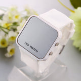 Unisex Mirror LED Watch Rubber Strap digital hours Casual watch Men women sports watches