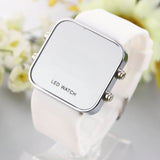 Fashion Mirror LED Watches Unisex Quartz watch Dress Woman and Man Sports watches Analog Steel Case