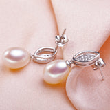 White natural pearl set,freshwater pearl jewelry sets 925 silver wedding jewelry sets girls trendy necklace earring women party