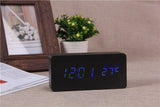 White LED wooden Board alarm clock+Temperature thermometer digital watch voice activated,BatteryUSB power