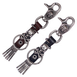 Cool Skull Fashion Rock Leather Key Chain Keychains Lobster Clasp Genuine Leather Keychains Black Brown