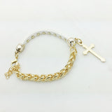New Fashion 18K gold filled leather rope chain cross charm bracelets Valentine's Day gift for women