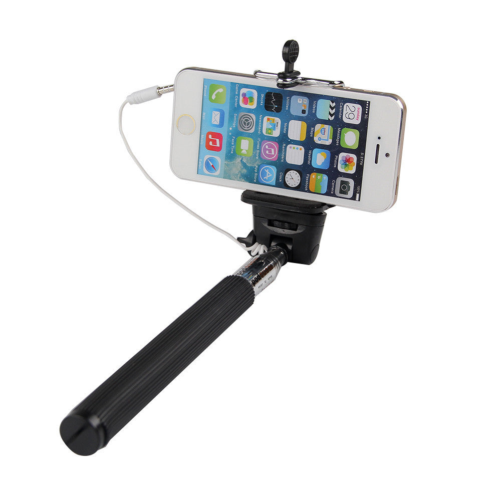 Wired Selfie Sticks Handheld Monopod Built-in Shutter Extendable +Mount Holder Photo For iPhone Samsung Smartphone Phones Camera