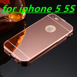 With LOGO! Mirror Case for Apple iPhone 5 5S 6 6S /for iPhone6S 6 Plus 5.5 Luxury Plating Metal Aluminum Frame Back Mobile Cover
