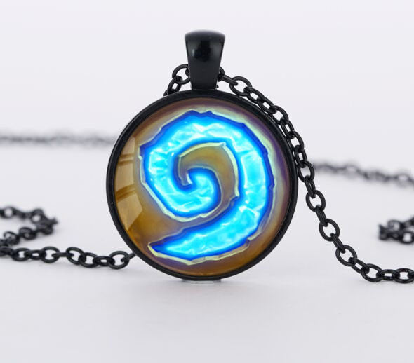 WoW World of Warcraft Hearthstone Glass Round Pendant Charm Necklace Jewelry Chain Blue PendantS men Jewelry women gift