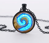 WoW World of Warcraft Hearthstone Glass Round Pendant Charm Necklace Jewelry Chain Blue PendantS men Jewelry women gift