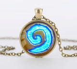 WoW World of Warcraft Hearthstone Glass Round Pendant Charm Necklace Jewelry Chain Blue PendantS men Jewelry women gift